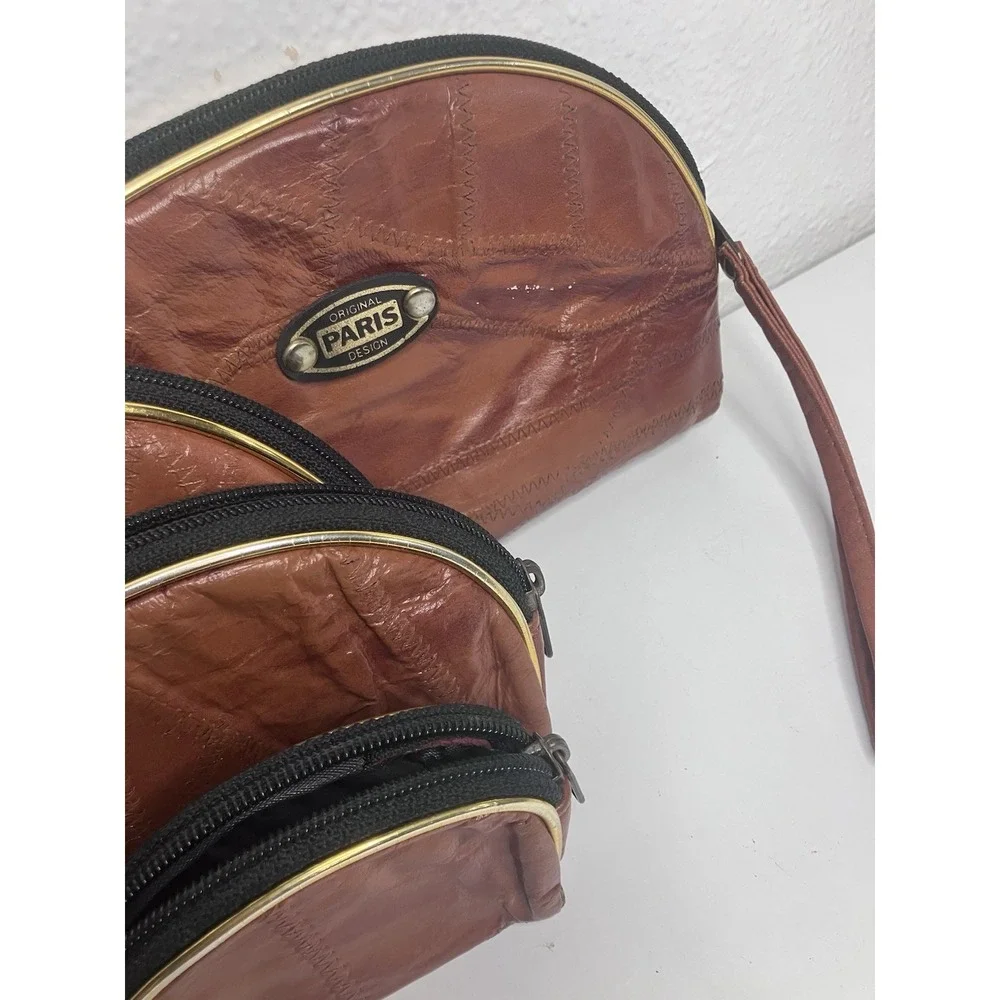 Vintage Nesting Set Of 5 Original Paris Design Brown Handbag Clutch Coin Purse